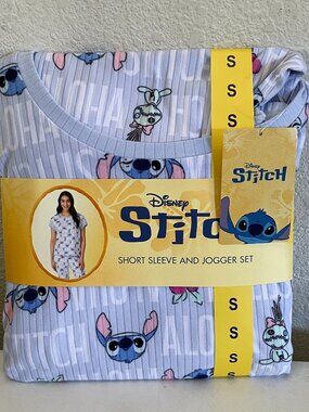 NEW Disney Lilo & Stitch 2 Pc Pajama Set NWT S Short Sleeve Top Jogger Pants